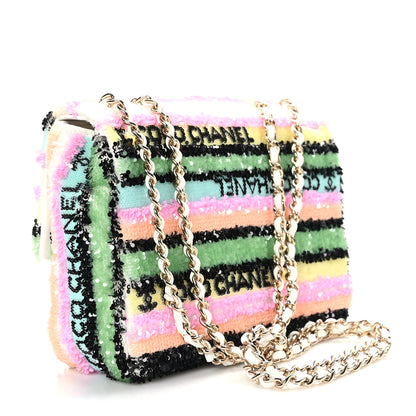Chanel Sequin Logo Single Flap White Multicolor 3 of 10