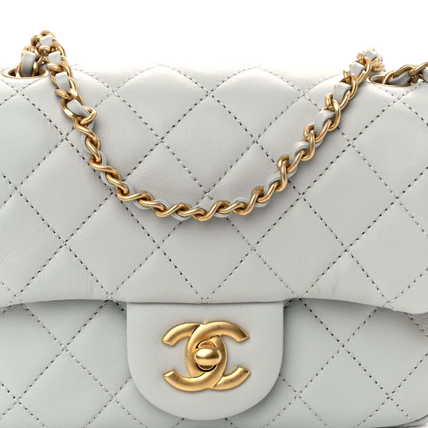 Chanel Lambskin Quilted Mini Pearl Crush Flap Light Grey 8 of 10