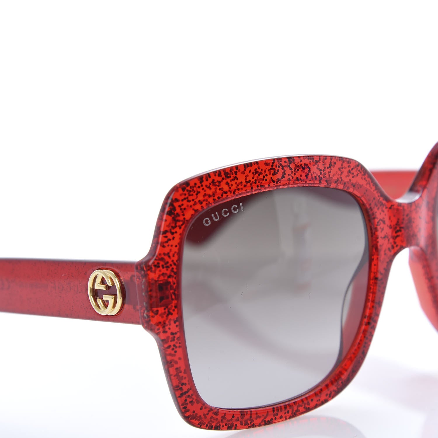 Gucci Square Frame GG 0036S Sunglasses Glitter Red 7 of 8