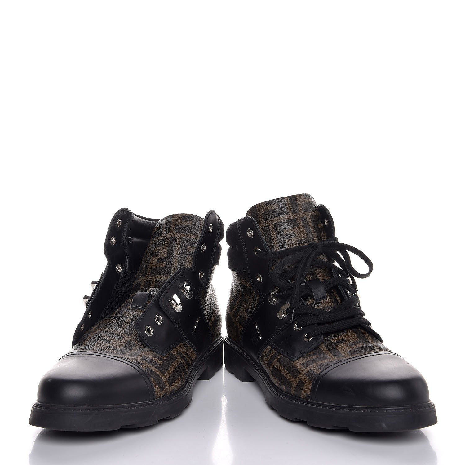 Fendi Zucca Spalmati Hiker Boots 10 Brown Black 6 of 11