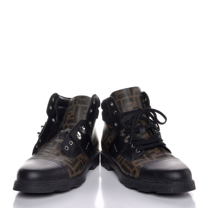 Fendi Zucca Spalmati Hiker Boots 10 Brown Black 6 of 11