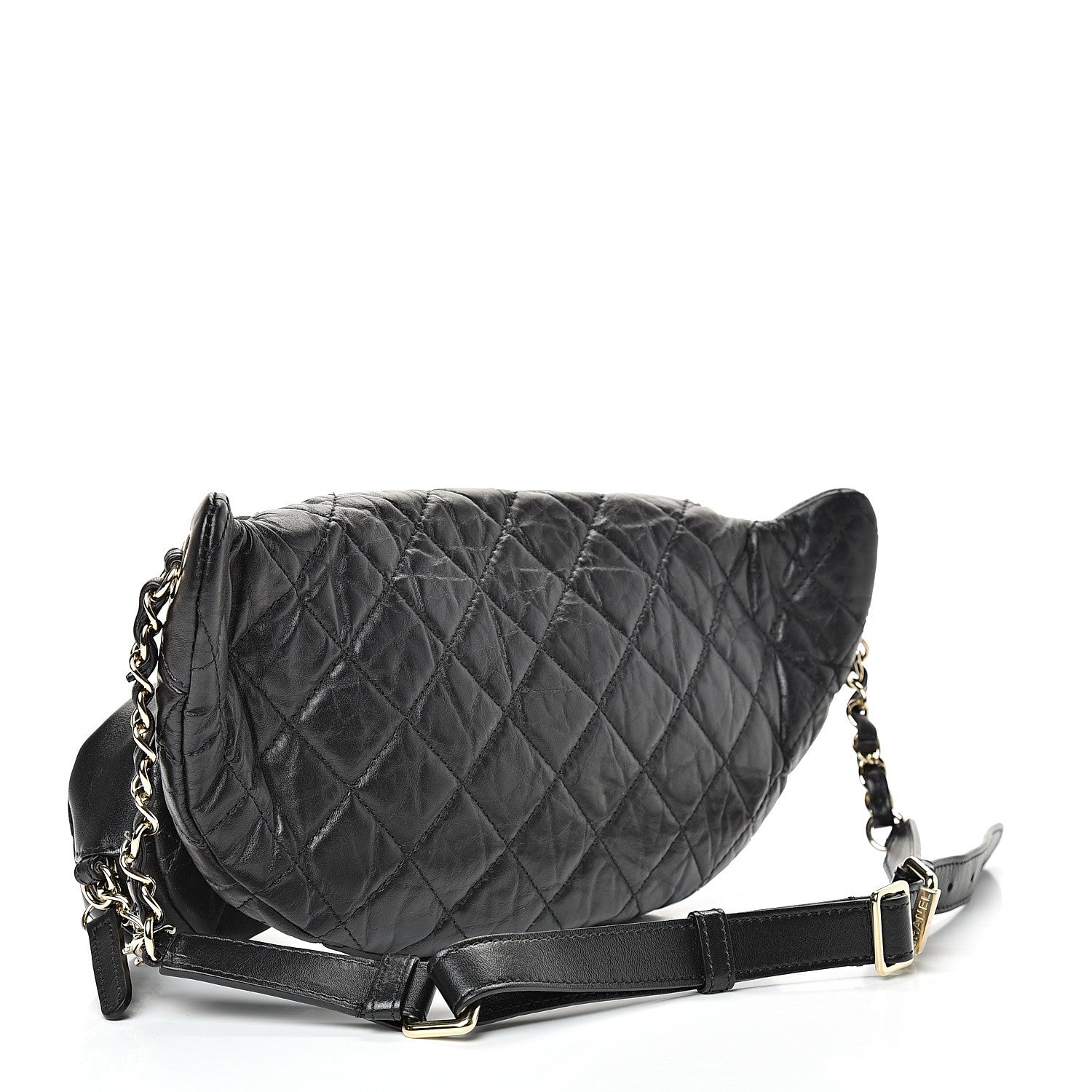 Chanel Aged Calfskin Quilted Waist Bag With Coin Purse Black 2 of 9