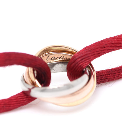 Cartier 18K Pink Yellow White Gold Trinity Cord Bracelet Red 4 of 6