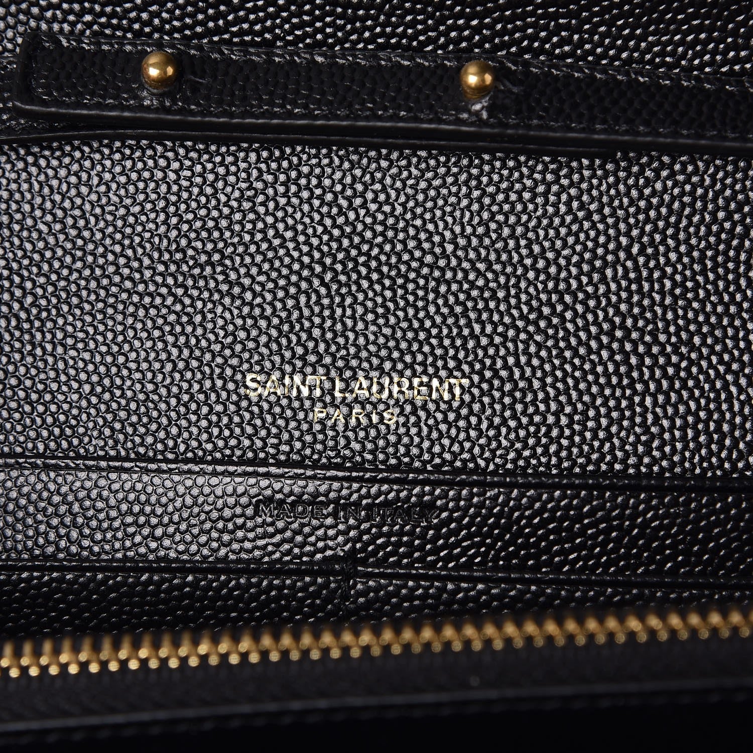 Saint Laurent Grain De Poudre Matelasse Chevron Monogram Chain Wallet Black 6 of 7