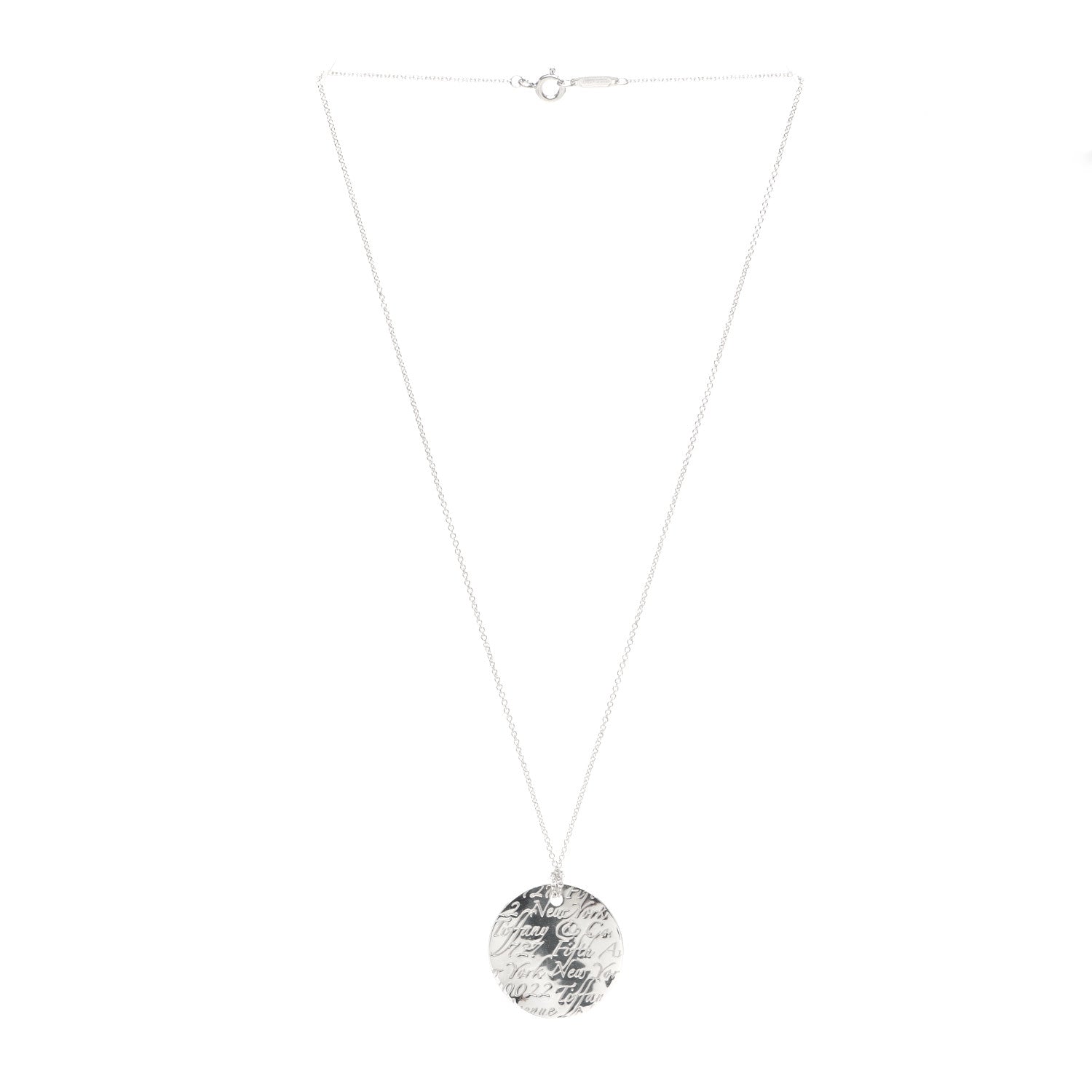 Tiffany Sterling Silver Notes Round Pendant Necklace 3 of 4