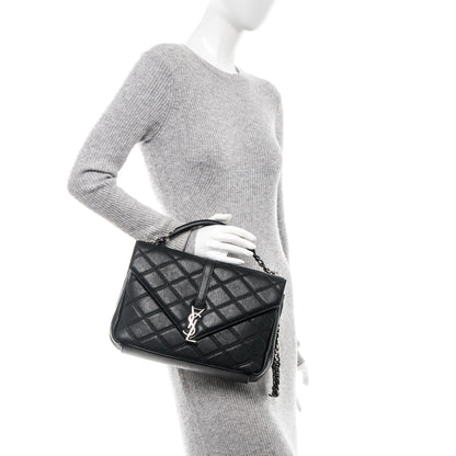 Saint Laurent Sheepskin Quilted Monogram Large College Satchel Black 3 of 11