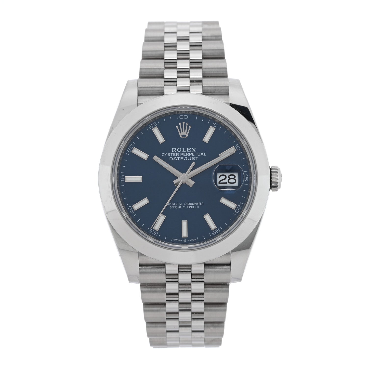 Rolex Stainless Steel 41mm Oyster Perpetual Datejust Watch Blue 126300 1 of 5