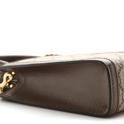 Gucci GG Supreme Monogram Textured Dollar Calfskin Web Super Mini Ophidia Mini Tote Bag Beige Ebony New Acero 8 of 10