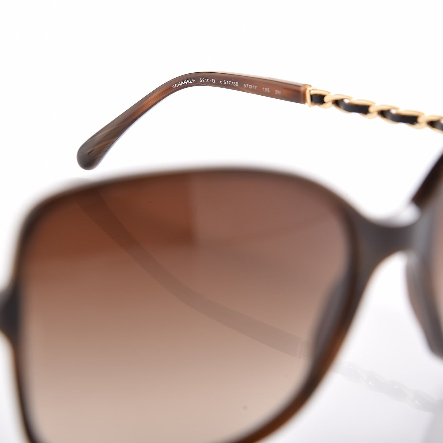 Acetate Metal Lambskin Chain Square Sunglasses 5210-Q Brown