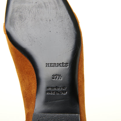 Hermes Suede Goatskin Bilbao Ballerina Flats 37.5 Marron Iroko 7 of 9