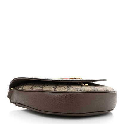 Gucci GG Supreme Monogram Textured Dollar Calfskin Web Mini Ophidia Flap Shoulder Bag Beige Ebony New Acero 4 of 13