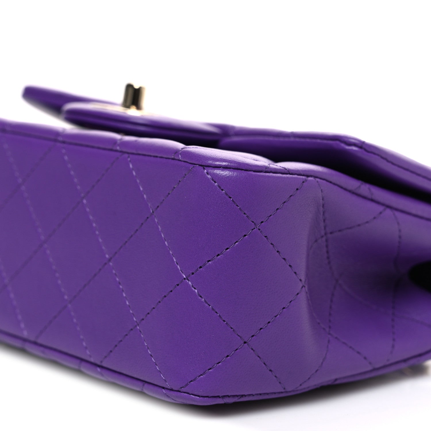 Chanel Lambskin Quilted Mini Top Handle Rectangular Flap Dark Purple 10 of 10