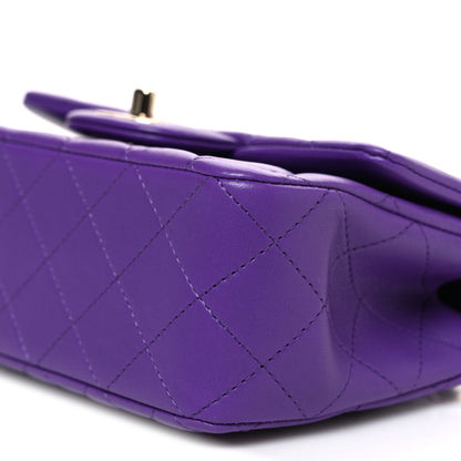 Chanel Lambskin Quilted Mini Top Handle Rectangular Flap Dark Purple 10 of 10