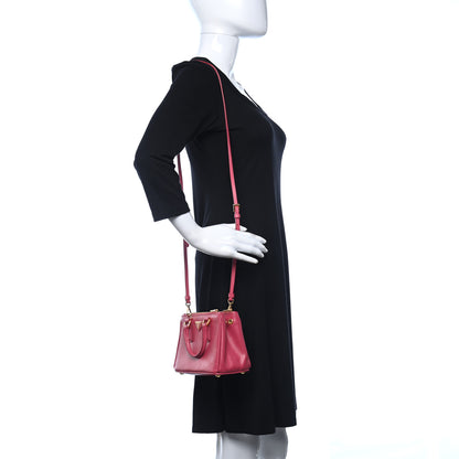 Prada Saffiano Lux Micro Galleria Double Zip Tote Peonia 2 of 8