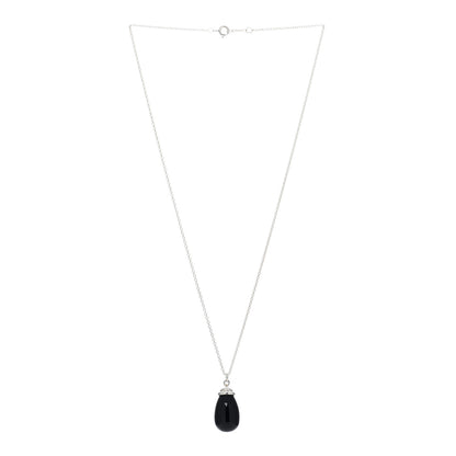 Tiffany Sterling Silver Black Onyx Drop Pendant Necklace 2 of 4
