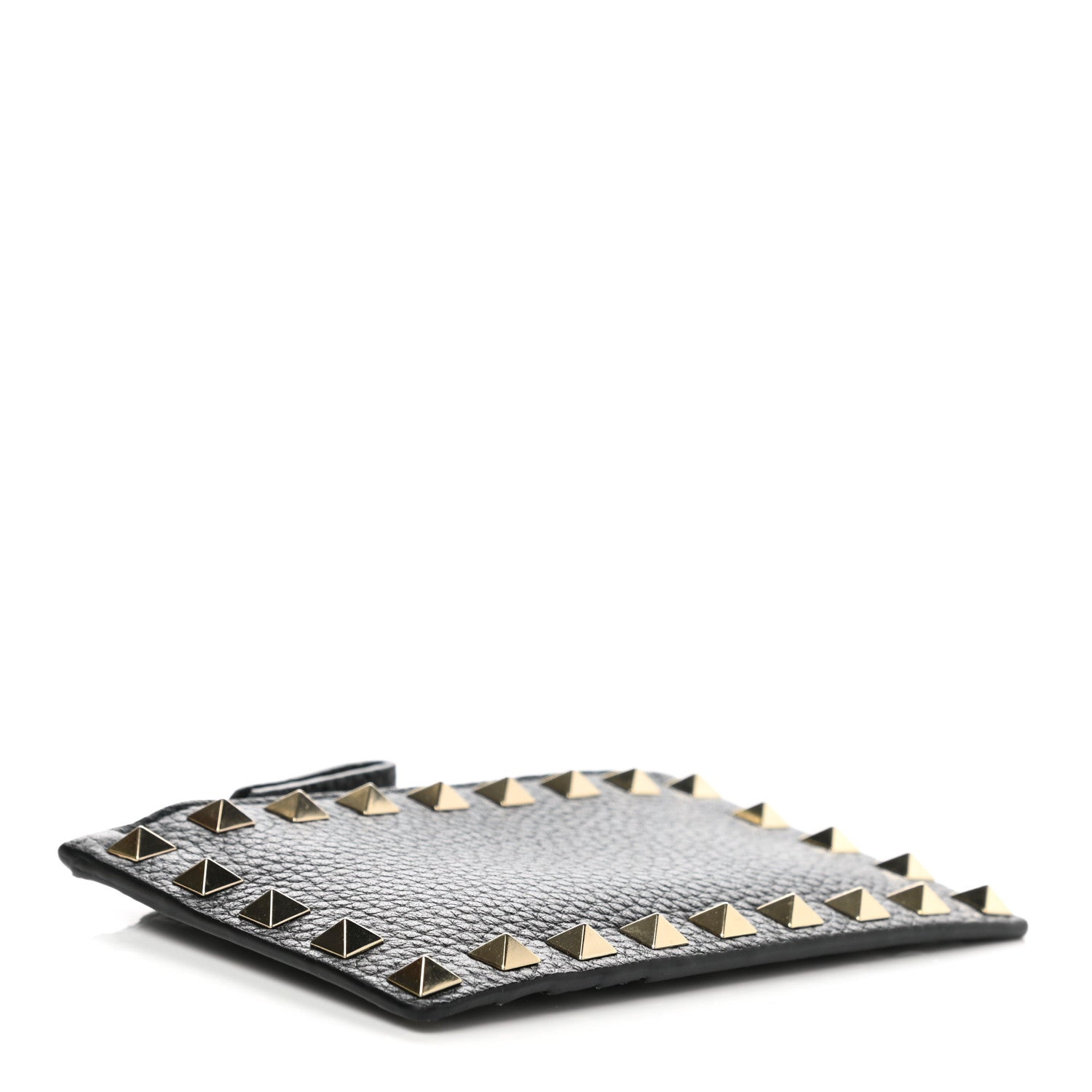 Valentino Garavani Pebbled Calfskin Rockstud Coin Case Card Holder Black 4 of 9