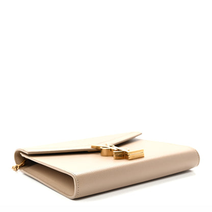 Saint Laurent Grain De Poudre Monogram Cassandra Chain Wallet Dark Beige 4 of 10