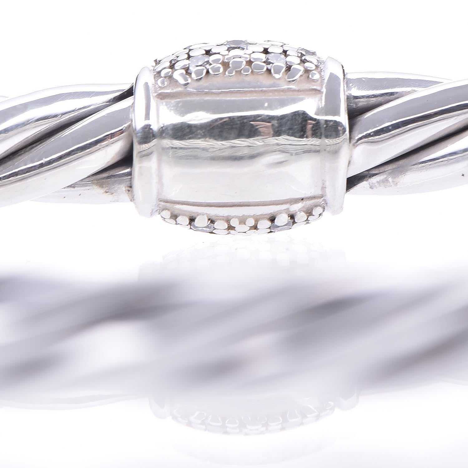 David Yurman Sterling Silver Diamond 6mm Moonlight Ice Hinged Bracelet 4 of 7