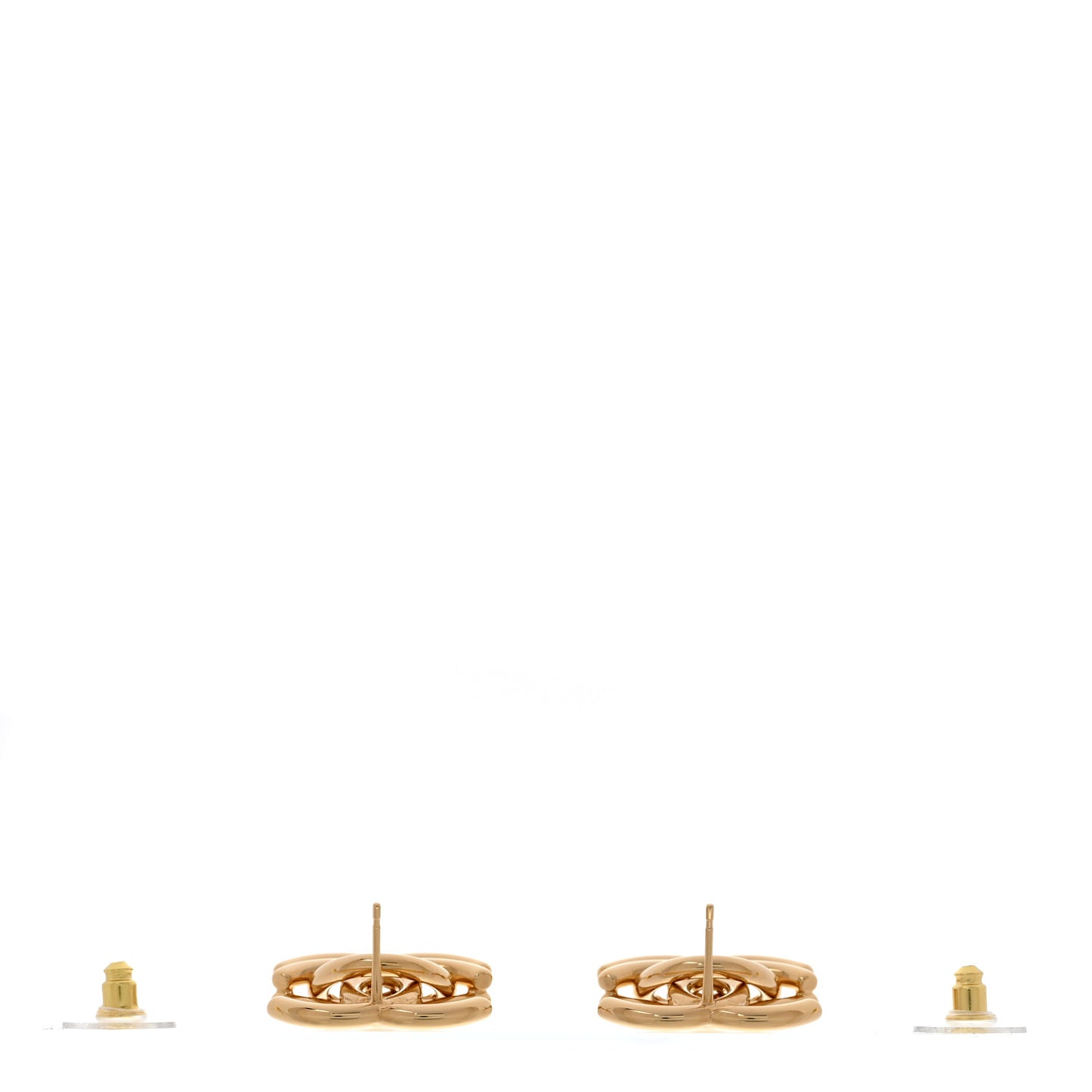Metal CC Drop Earrings Gold