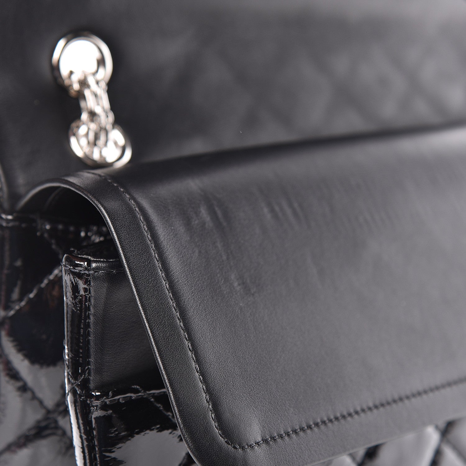 Chanel Distressed Patent Quilted 2.55 Reissue 227 Flap Black 13 of 16