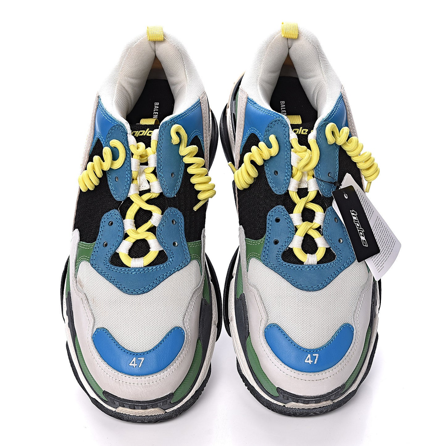 Fabric Mesh Nappa Mens Triple S Sneakers 47 Bleu White Vert Jaune