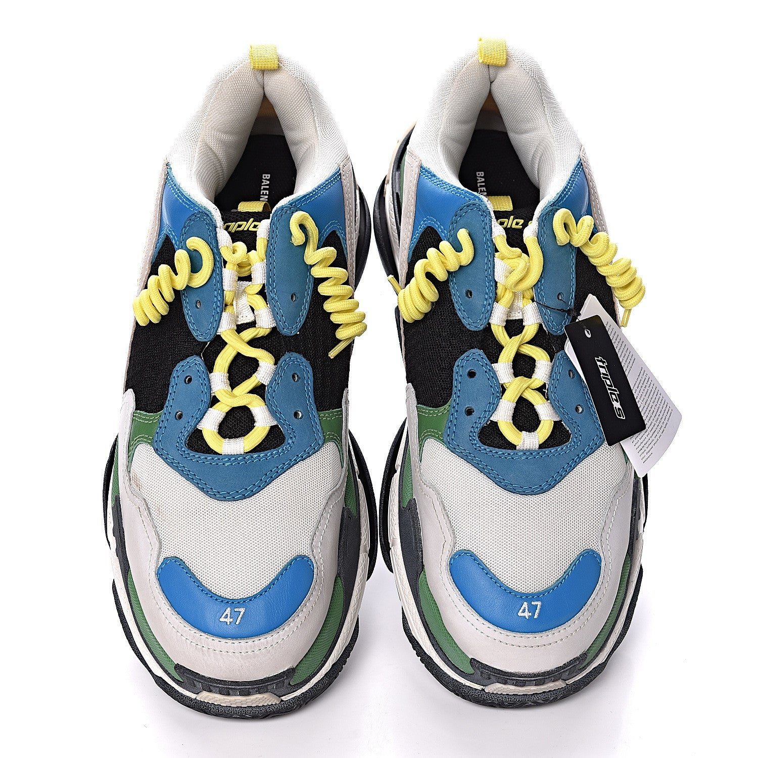Balenciaga Fabric Mesh Nappa Mens Triple S Sneakers 47 Bleu White Vert Jaune 11 of 11