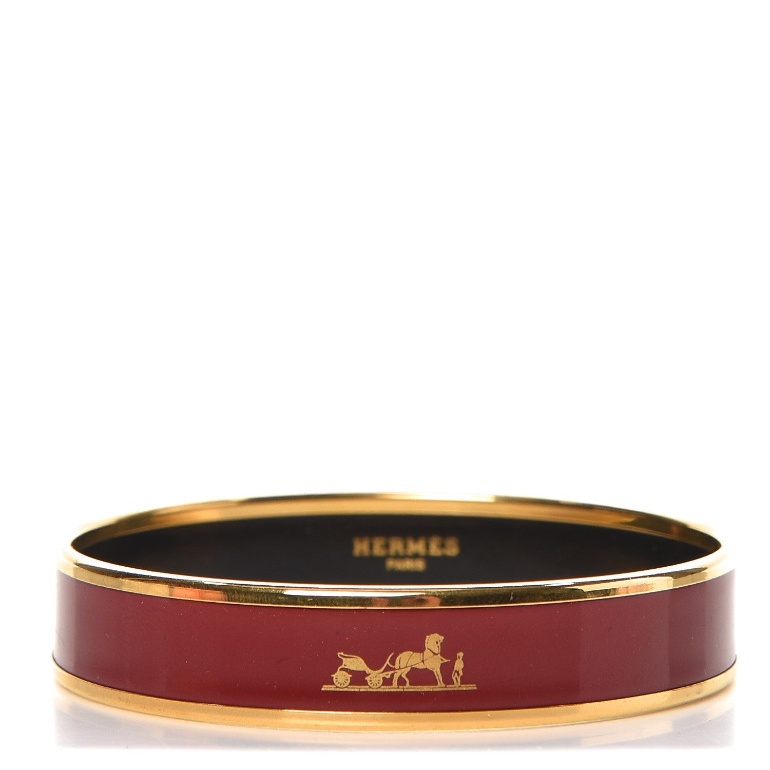 Hermes Enamel Printed Medium Caleche Bracelet 65 Rouge H 1 of 5
