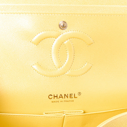 Chanel Iridescent Caviar Quilted Medium Double Flap Yellow 6 of 11