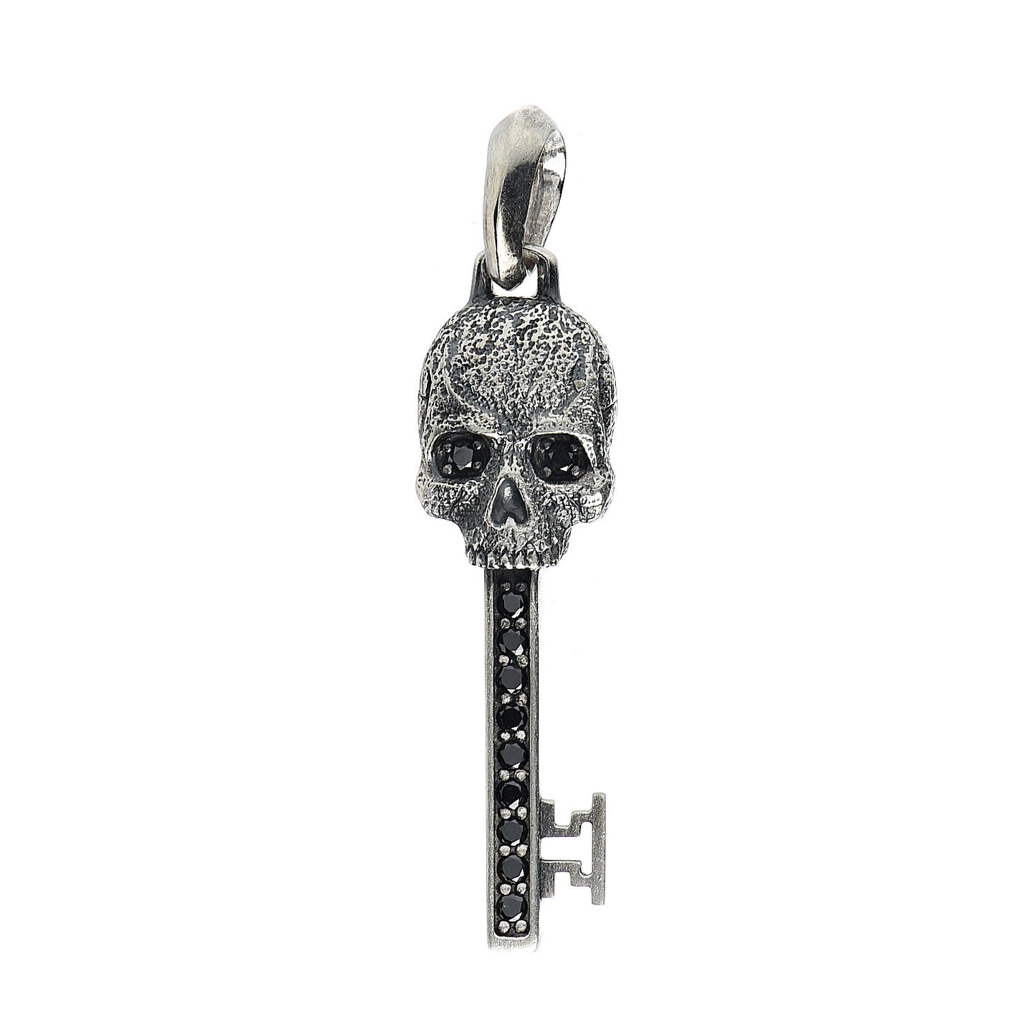 Sterling Silver Black Diamond Petrvs Skull Pendant