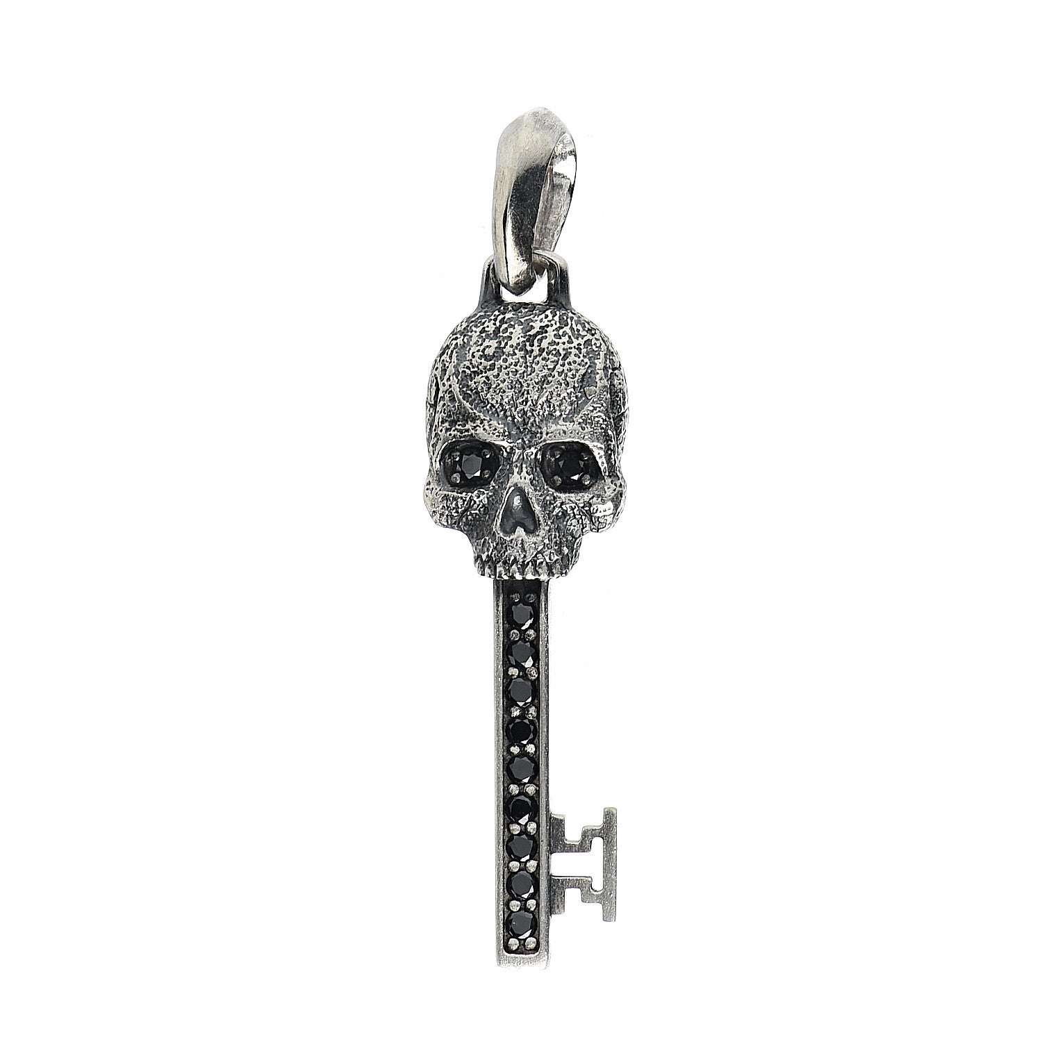 David Yurman Sterling Silver Black Diamond Petrvs Skull Pendant 1 of 4