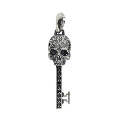 David Yurman Sterling Silver Black Diamond Petrvs Skull Pendant 1 of 4