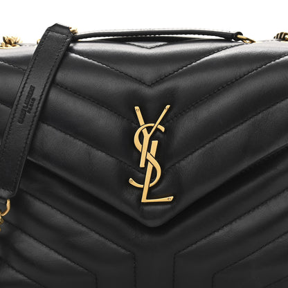 Saint Laurent Calfskin Y Quilted Monogram Small Loulou Chain Satchel Black 9 of 14