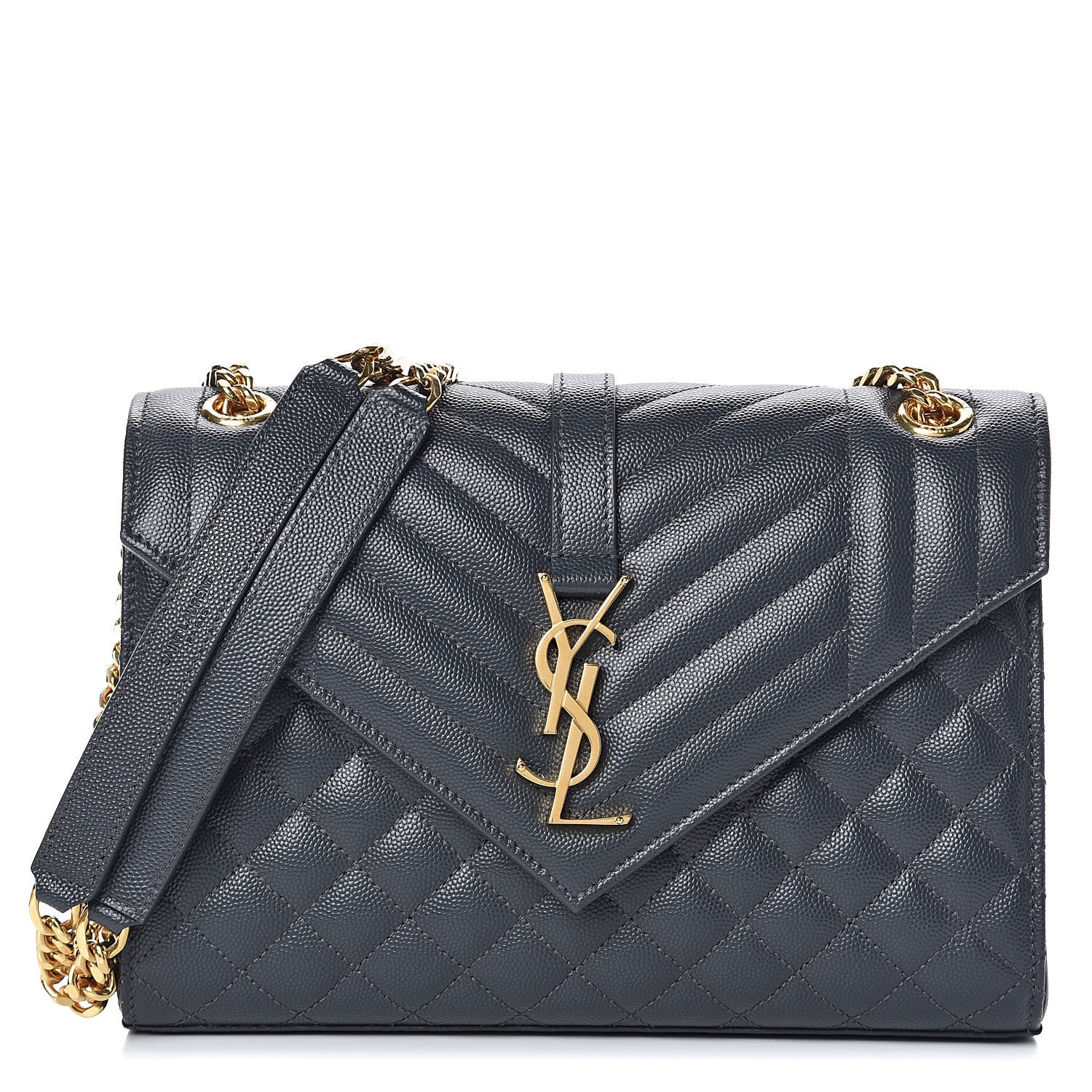 Saint Laurent Grain De Poudre Textured Mixed Matelasse Triquilt Medium Monogram Satchel Dark Smog 1 of 10