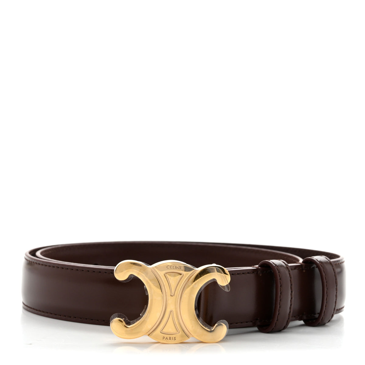 Celine Box Calfskin Medium 25mm Triomphe Belt 75 30 Chestnut 1 of 7