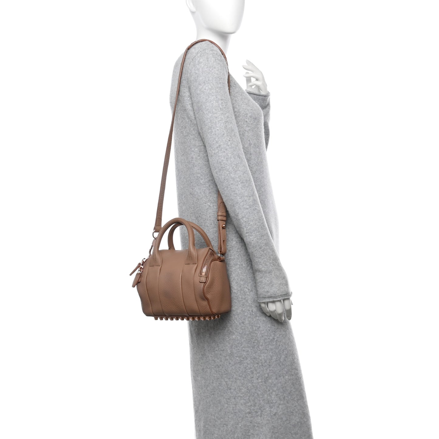 Pebbled Lambskin Mini Rockie Latte Rose Gold Hardware