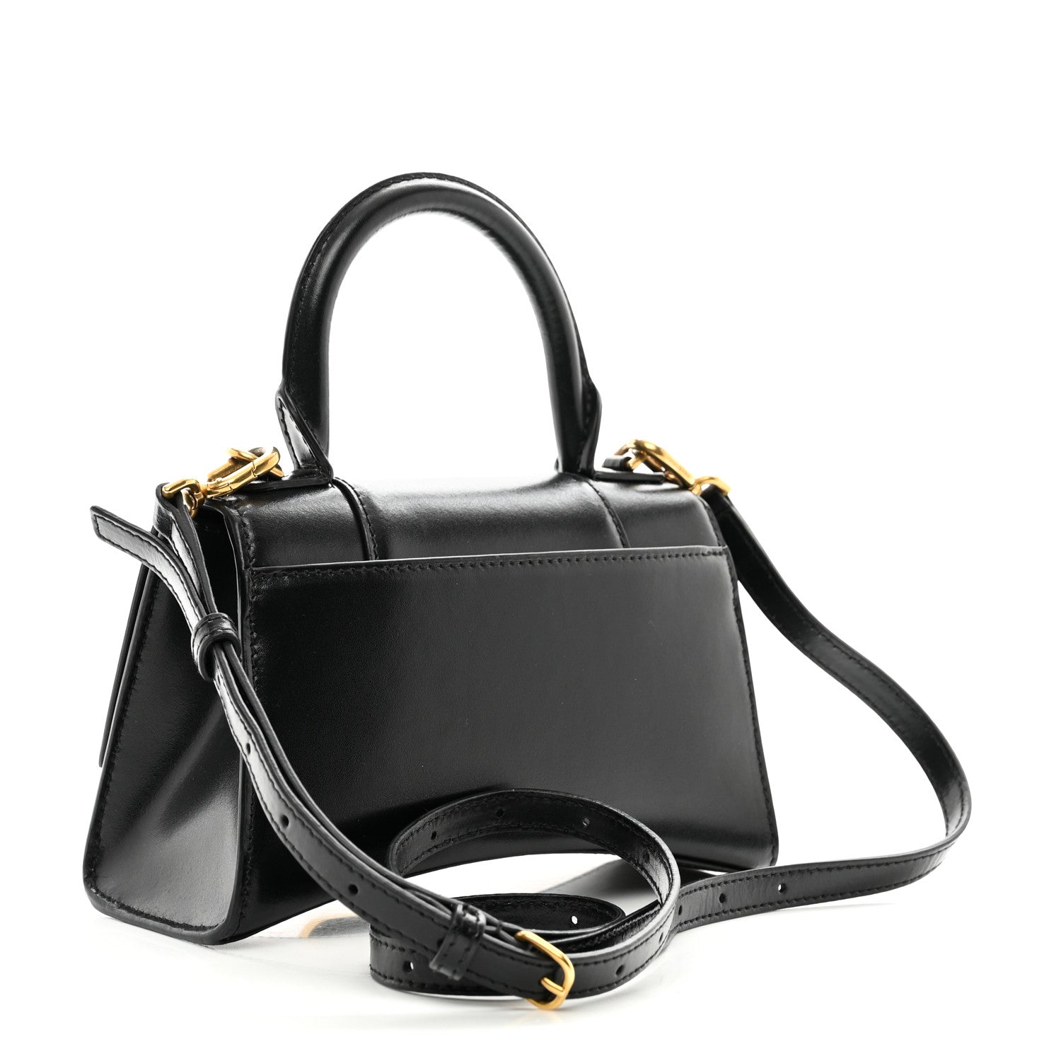 Balenciaga Shiny Box Calfskin Hourglass Top Handle Bag XS Black 3 of 11