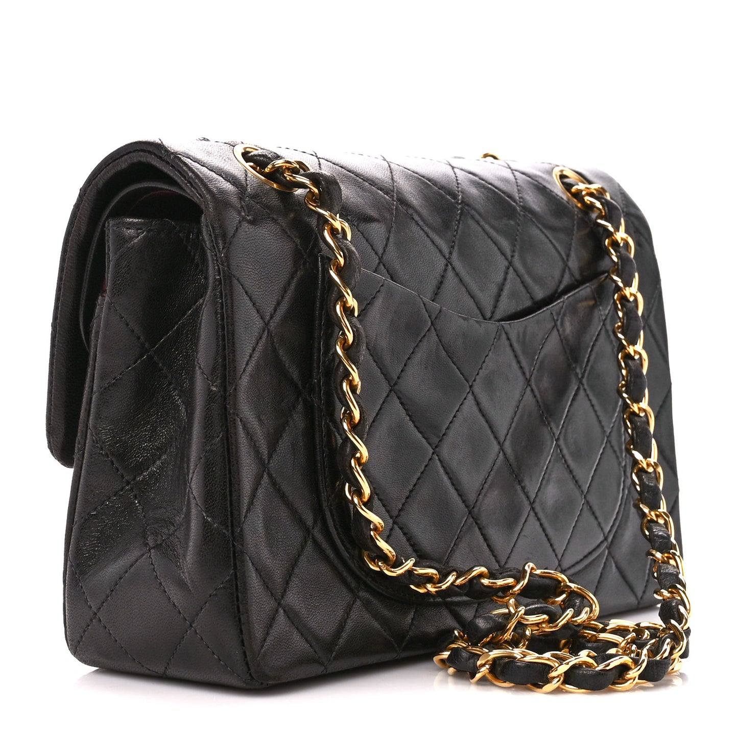 Lambskin Quilted Small Double Flap Black