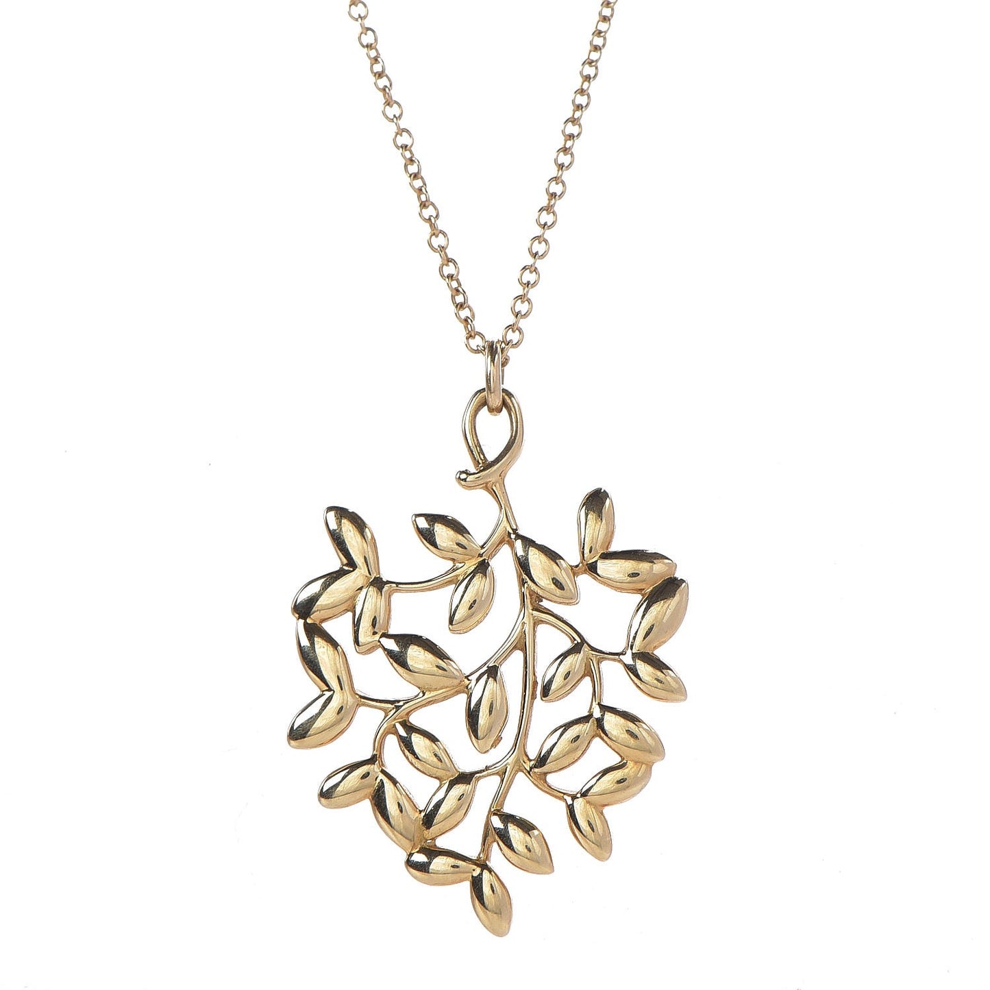 18K Yellow Gold Small Paloma Picasso Olive Leaf Pendant Necklace