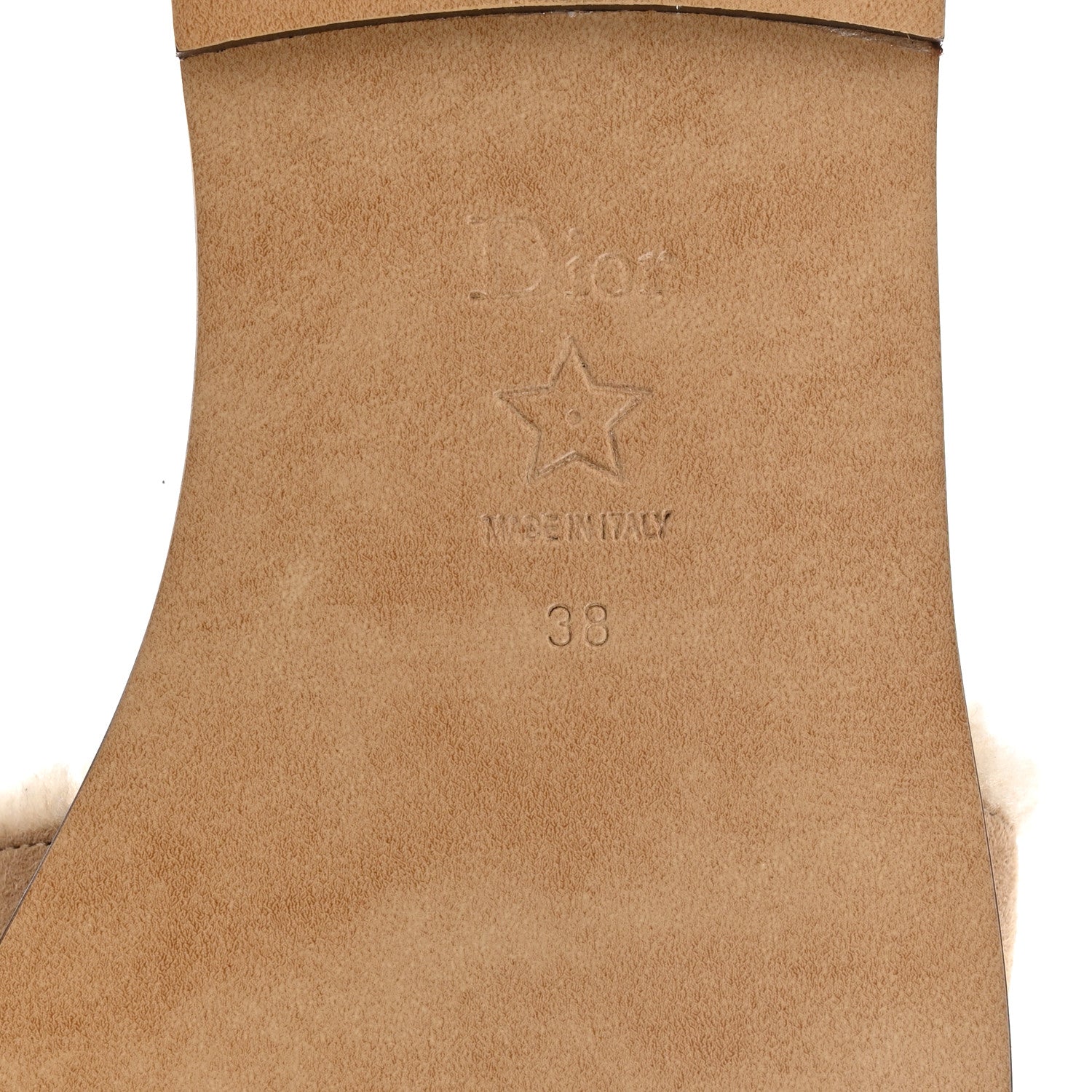Christian Dior Suede Goatskin Shearling Embroidered Dway Slide Sandals 38 Cookie 7 of 9