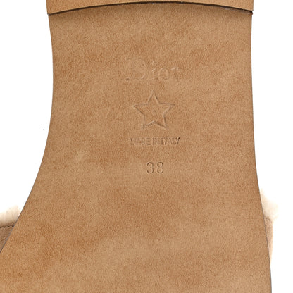 Christian Dior Suede Goatskin Shearling Embroidered Dway Slide Sandals 38 Cookie 7 of 9