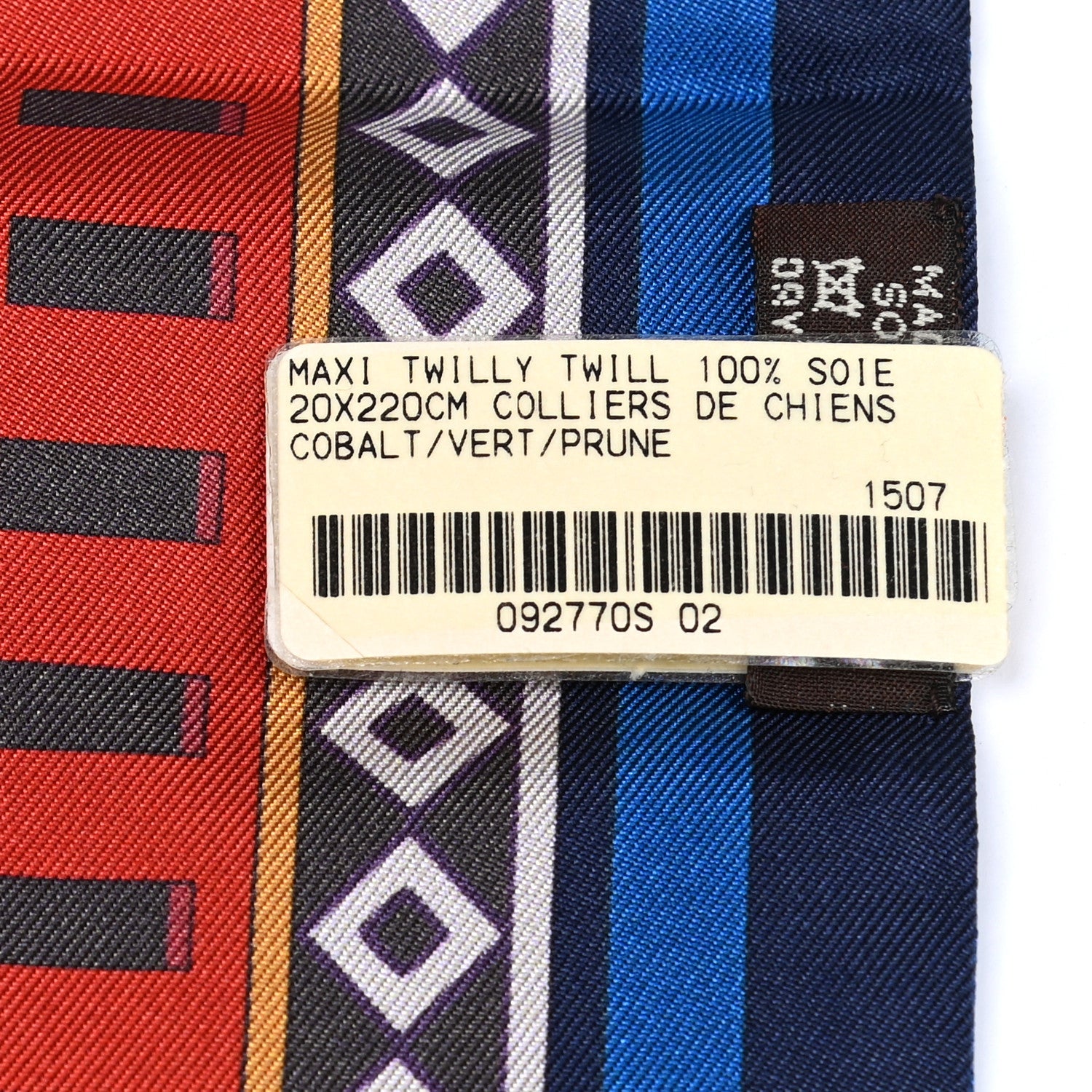 Hermes Silk Colliers De Chiens Maxi Twilly Cobalt Vert Prune 4 of 4