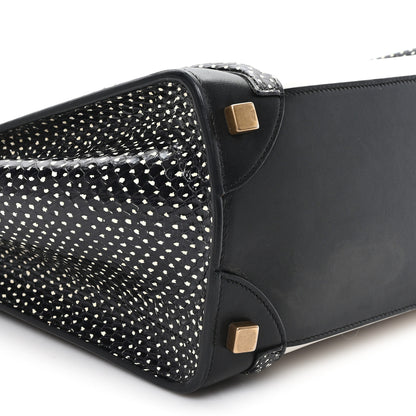 Celine Polka Dot Snakeskin Smooth Calfskin Micro Luggage Black White 9 of 10