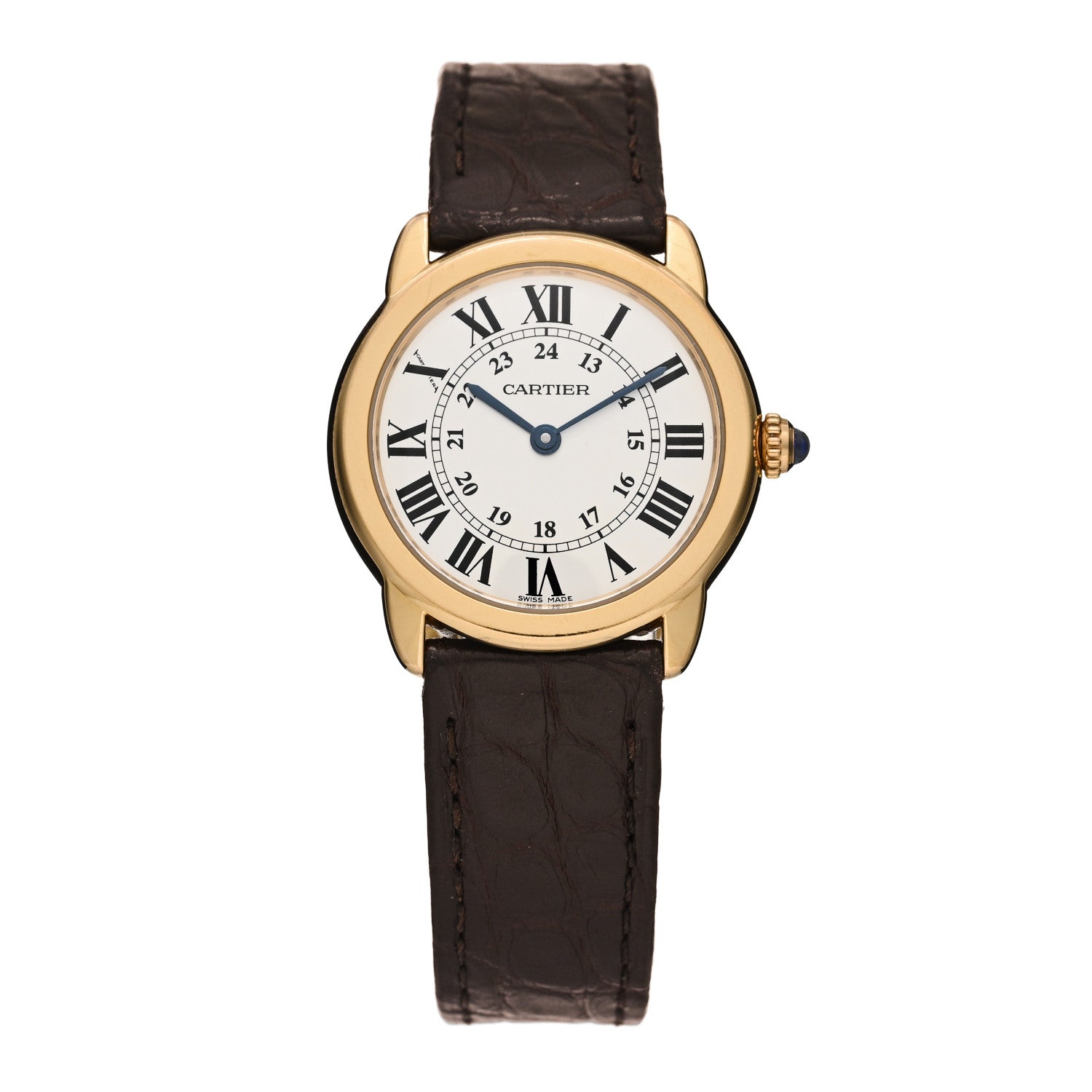 Cartier Stainless Steel 18K Pink Gold Alligator 29mm Ronde Solo Quartz Watch Brown 1 of 5