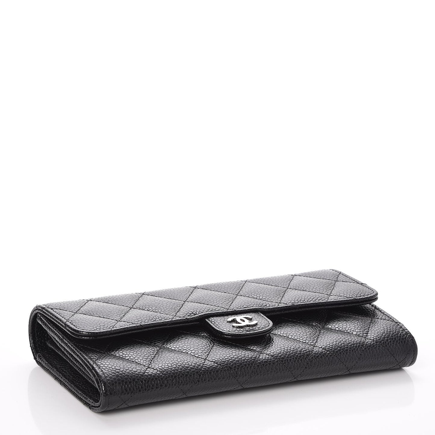 Caviar Quilted Large Flap Wallet Black