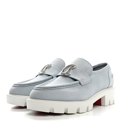Christian Louboutin Nubuck Womens CL Moc Lug Flat Loafers 37.5 Mineral 4 of 9