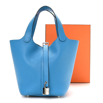Hermes Taurillon Clemence Picotin Lock 18 PM Bleu Frida 13 of 13
