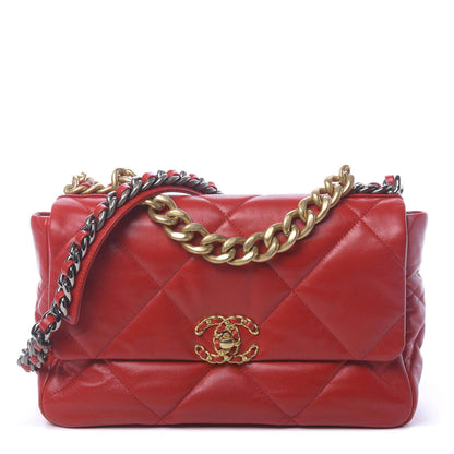 Chanel Goatskin Quilted Large Chanel 19 Flap Red 1 of 11