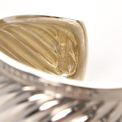 David Yurman Sterling Silver Diamond 41mm Sculpted Cable Cuff Bracelet 3 of 4