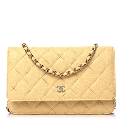 Chanel Caviar Quilted Wallet on Chain WOC Yellow 1 of 11