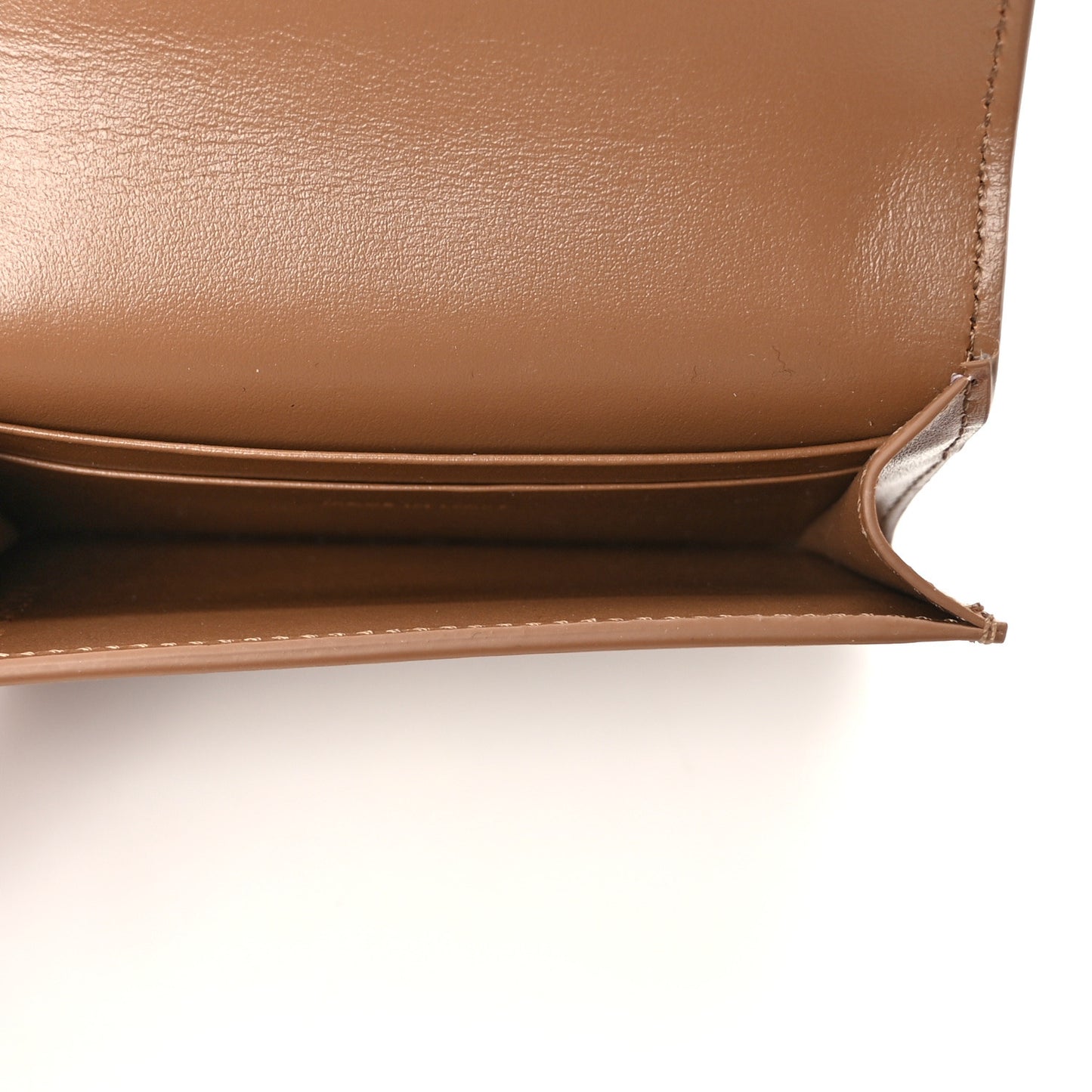 Shiny Calfskin Triomphe Flap Card Holder Bronze